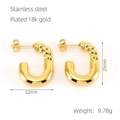 Polished 18K gold plated stainless steel C-shaped twisted rope hoop earrings for women - Spliced Twisted Rope C-Shape (ZX1238)