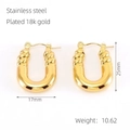 U-shaped gold earrings in twisted rope design made of 18K gold plated stainless steel - Spliced Twisted Rope U-Shape (ZX1247)