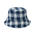 Classic blue and white checkered lamb wool bucket hat for autumn and winter outdoor wear - 56cm-58cm / Blue Plaid