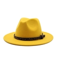 Detail of yellow fedora hat with leopard print band and classic knot accent - M (56-58cm) / Yellow
