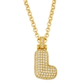 Macro shot of gold letter L pendant with pavé set cubic zirconia and linked chain - Letter L