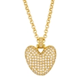 Golden rolo chain necklace with a heart pendant featuring sparkling pavé cubic zirconia - Heart