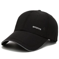 Lichtgewicht zwarte mesh sport baseballpet met wit SPORTS-logo op de voorkant - Verstelbaar / Zwart