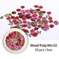 Ultradünne Nagelkunst-Holzstoff-Rosenflocken in Rot und Violett, Set mit 50 Stück Box - 2# Rot Lila Rose (SP0014) / 50 Stk./Packung