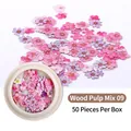 50 Stück bunte Blumen Nagelkunst Holzschliff-Flakes Typ 09 für DIY Maniküre Dekoration - 9# Blumen