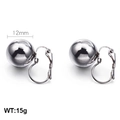 Polished silver stainless steel ball leverback earrings with 12mm diameter sphere - 12mm Silver Leverback Style