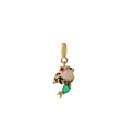 Golden little mermaid pendant necklace featuring white round gemstone and green zircon - Green Tail Mermaid Style (Pendant Only)