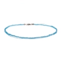 Handmade bohemian turquoise seed bead necklace with adjustable silver clasp for women - Turquoise