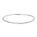 Handmade white and transparent beaded choker necklace with silver lobster clasp for women - White/Clear