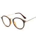 Gafas redondas retro con montura de carey ámbar y patillas de metal dorado - Patillas Doradas / Marco Marrón