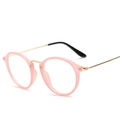 Gafas redondas vintage con montura rosa translúcida y patillas de metal dorado - Rosa
