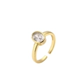 Verstellbarer goldener offener Ring mit klarem ovalem Zirkon in Zargenfassung - Gold Oval Edelstein (CR00218CX)