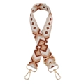 Adjustable crossbody bag strap with brown and beige geometric diamond pattern and gold hooks - Brown Beige White Diamond (W-3)/Silver Buckle