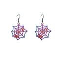 Iridescent spider web earrings with metallic gradient finish for Halloween style - Spider