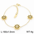 Pulsera de margarita dorada en acero inoxidable con centros de cristal brillante - Pulsera / Dorado