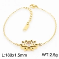 Goldenes Lotus-Armband mit Zirkon-Edelstein und Gliederkette aus Edelstahl für Damen - Gold Armband