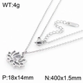 Silberner Lotus-Anhänger aus Edelstahl mit klarem Zirkonia-Tropfen an der Kette - Silber Halskette