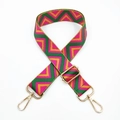 Ethnic bohemian style colorful V-pattern woven bag strap with golden metal lobster clasps - Green Rose Pink Triangle