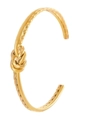 Brazalete de nudo de acero inoxidable chapado en oro de 18K con diseño trenzado - Doble Capa Nudo Trenzado / Dorado