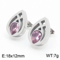 Orecchini a goccia in acciaio argento con zirconi viola taglio a pera, 18x12mm - Orecchini d'argento