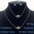 Silver devil eye jewelry set with necklace bracelet and earrings in stainless steel - Steel Color Evil Eye 3-Piece Set (KS203408-KLX)