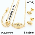 Golden Evil Eye jewelry set with crystal necklace and stud earrings for women - Gold Evil Eye Set (KS200556-KLX)