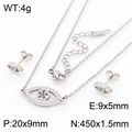 Silver hollow evil eye jewelry set with necklace and earrings featuring zircon stones - Steel Color Evil Eye Set (KS204176-KLX)