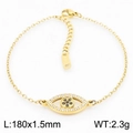 Gold evil eye bracelet with white pavé crystals and black center stone for women - Gold Evil Eye Bracelet (KB168264-KLX)