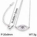 Silver evil eye necklace with crystal pendant in stainless steel, size 400x1.5mm - Steel Color Evil Eye Necklace (KN237381-KLX)