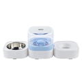3-in-1 automatische voerbak met roestvrijstalen kom en waterdispenser in blauw - Waterdispenser met Enkele Bak (Blauw)
