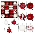 Red and white Christmas ball set with 6cm and 3cm ornaments including stars - Red White