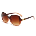 Vintage oval oversized sunglasses with brown gradient frames and gold bow decoration - Gradient Brown Frame Gradient Brown Lens