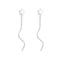 Elegant S925 sterling silver drop earrings with star studs and wavy tassel chains - 925 Silver / Five-pointed Star