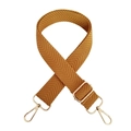 Adjustable chevron jacquard cotton shoulder strap for crossbody bags with gold lobster clips - Gold Buckle / Yellow Brown