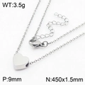 Minimalist silver heart pendant necklace with dimensions 9mm and adjustable 450mm chain - Steel Color (KN239504-KFC)