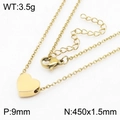 Minimalist gold heart pendant necklace in stainless steel with detailed dimensions - Gold Color (KN239505-KFC)