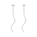 Elegant s925 silver wave tassel earrings featuring a minimalist long linear drop design - 925 Silver / Cylinder Style