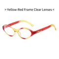 Retro cat-eye sunglasses with yellow-red gradient frame and transparent white lenses - Yellow Red Frame / Clear Lenses