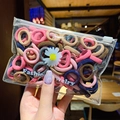Colorful elastic hair ties set for girls in a clear daisy zipper storage pouch - Earth Tone Style (6#) / 100pcs Pack