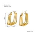 Irregular geometric hoop earrings with 18K gold plating over stainless steel - Triple Layer Rectangular Style (ZX1274)