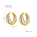 Three-layer geometric 18K gold plated stainless steel twisted hoop earrings in 30mm size - Triple Intertwined Geometric Style (ZX1278)