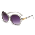 Vintage oval sunglasses with transparent grey frames and purple gradient lenses - Grey Frame Smoke Gray Lens