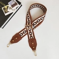 Ethnic style colorful woven adjustable shoulder strap for women's bags with gold hooks - Brown Circles Brown Leather