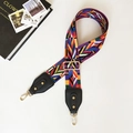 Bunter Ethno-Gitarrengurt für Taschen mit geometrischem Webmuster und Gold-Karabiner - Mehrfarbig Schwarzes Leder Goldener Haken