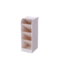 Beige plastic tilted desk pen holder with 4 compartments for office storage - Large Slanted / Wheat Straw Beige
