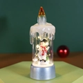 Christmas candle lantern with snowman figure, silver base, and sparkling LED lights - Copper Wire Candle Snowman