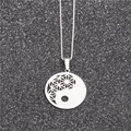 Zilveren roestvrijstalen Tai Chi Yin Yang hanger ketting met boxketting voor dames en heren - Zilveren Koperen Ketting