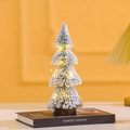 Mini cedro floccato con luci LED calde e base in legno per decorazioni natalizie nordiche - 25cm (Senza Luce)