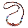 Bohemian colorful natural stone beaded necklace with tiger eye and amethyst beads - Agate Necklace
