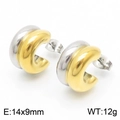 Two-tone gold and silver C-shaped titanium steel hoop earrings with 14x9mm size spec - Two-tone (KE109886-KFC)